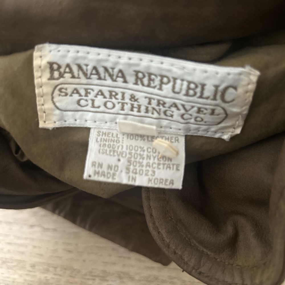 Vtg Banana Republic Safari Field Jacket Mens L Patina Leather Adventure Outdoor - Picture 11 of 11